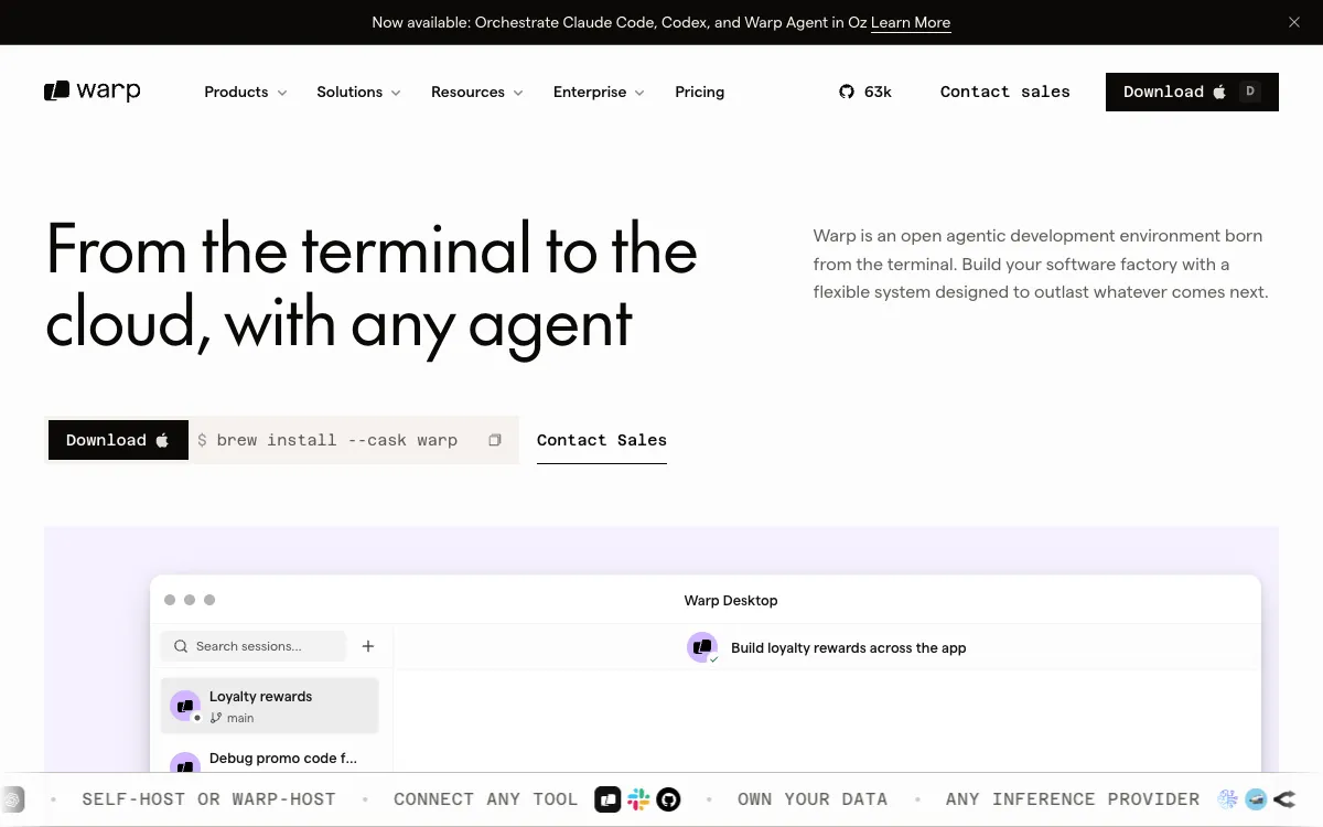 Warp — Terminal Dev-Tool preview