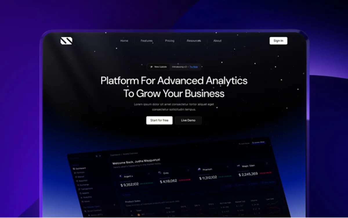 Sync — Dark Analytics SaaS preview